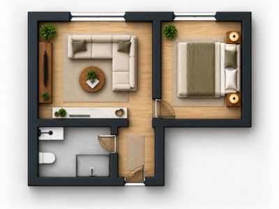 Güleray Sokak Cepheli 1+1 Sıfır Daire 1. Kat