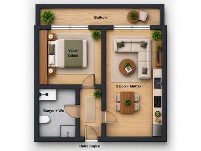 Satılık 1+1 Geniş Balkonlu Yeni Daire Geniş Ferah — fotoğraf 24